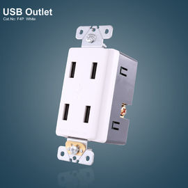 Białe 4 porty USB GFCI Odbiorniki Elektryczny gniazdo USB z płytką bez śruby
